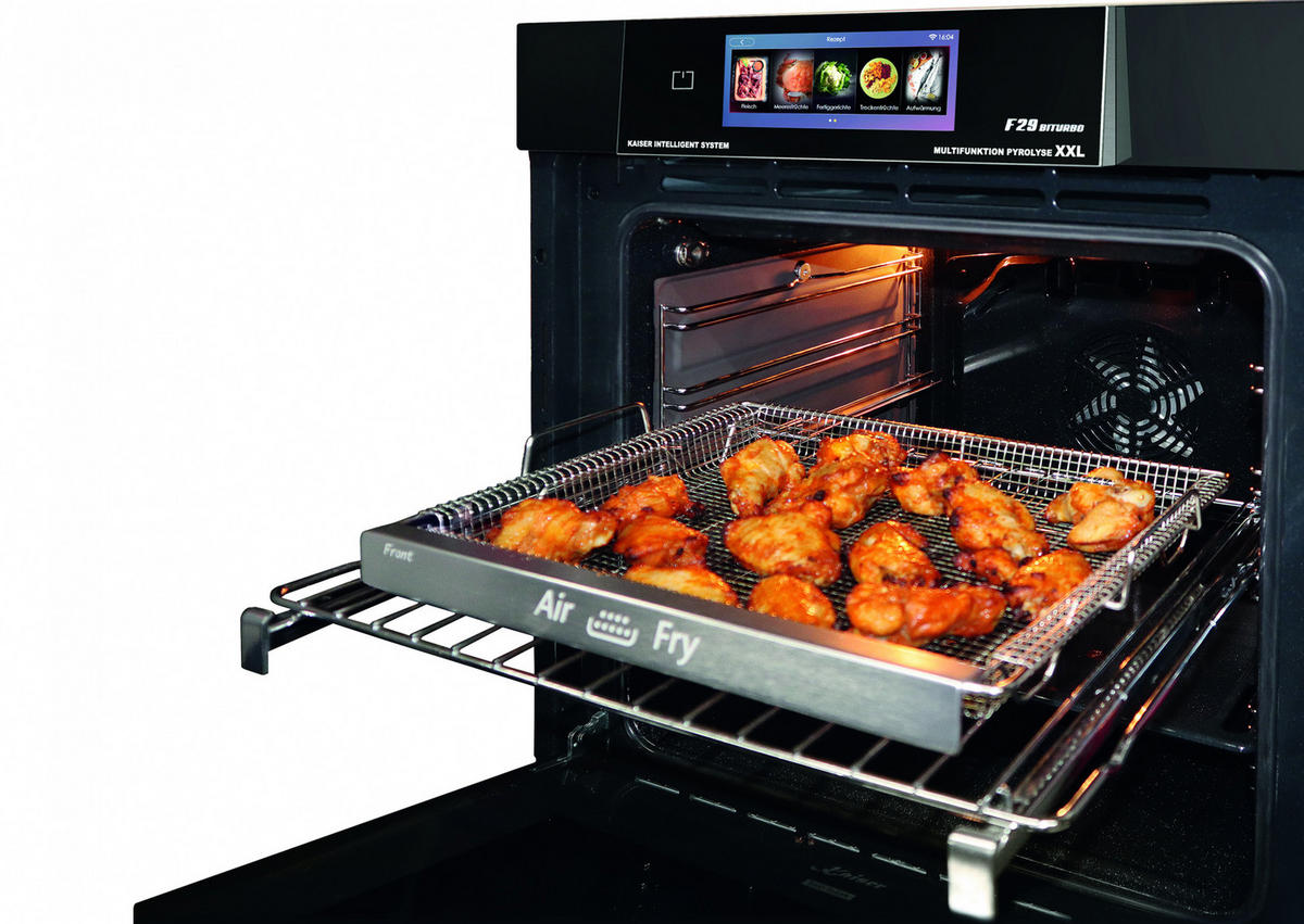 EINBAUBACKOFEN EH 6344 N, Schwarzes Glas, Pyrolyse und Dampfreinigung, 60cm - Schwarz, Metall (59.4/59.4/57.5cm) - Kaiser Küchengeräte