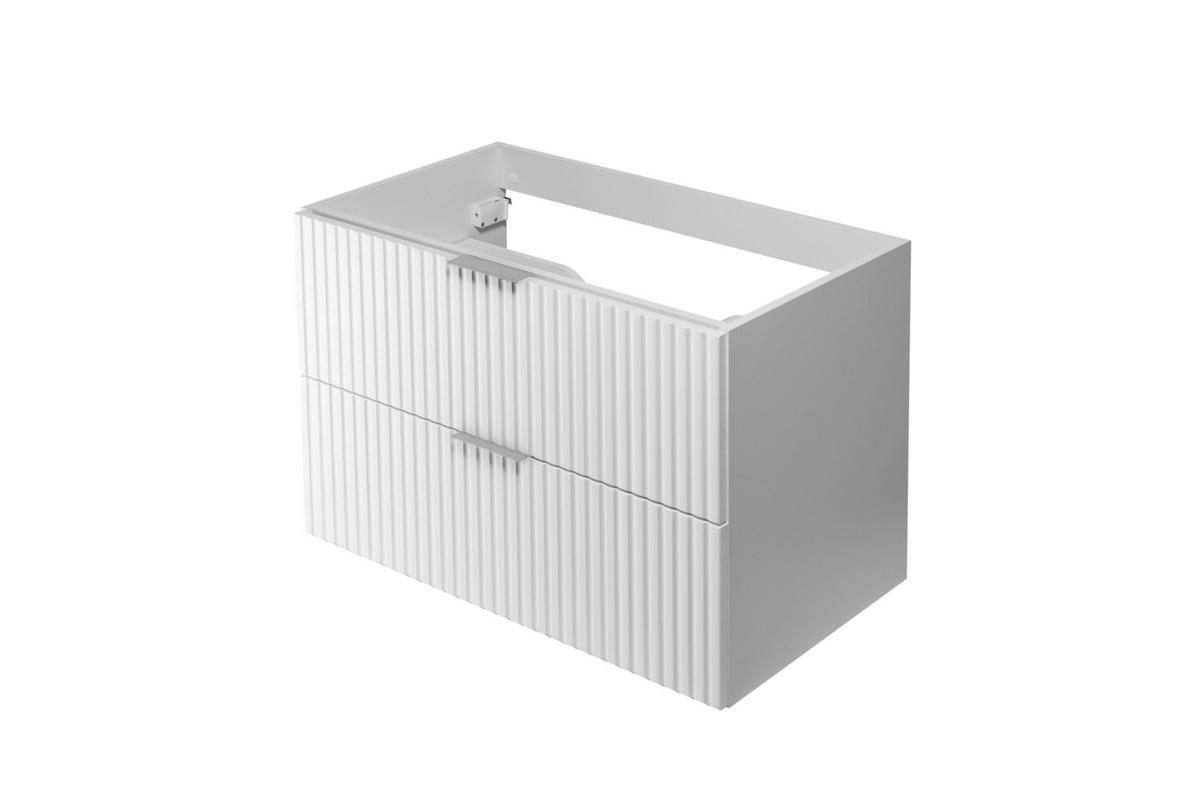 WASCHBECKUNTERSCHRANK, Weiß, 80 x 57 x 46 cm, Griff silber, ohne Arbeitsplatte - Silberfarben/Weiß, Holzwerkstoff (80/57/46cm) - 3XE LIVING