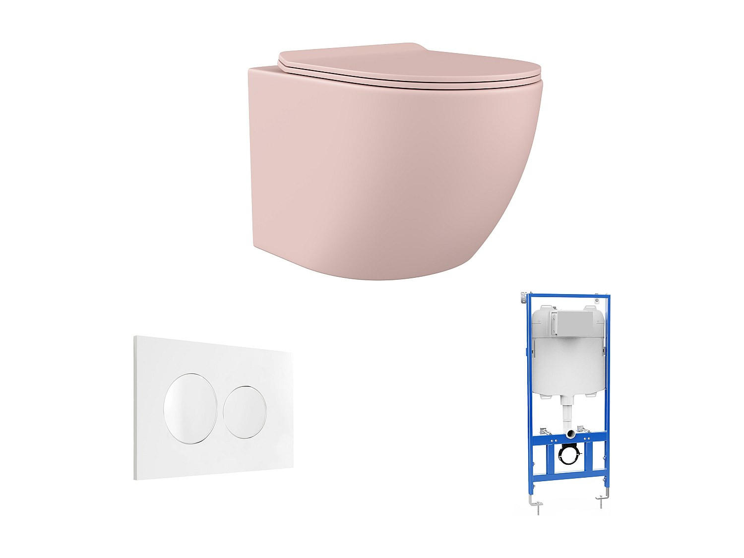 HÄNGE WC - 36 cm x 53.5 cm - keramik - rosa Javoine - Weiß, Keramik (36/36/53.5cm) - Vente-Unique
