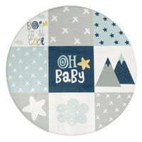 KINDERTEPPICH waschmaschinenwaschbar Patchwork Kinderzimmer schmutzabweisend Blau Rund 150D - Blau, Textil (150/150cm) - KADIMA DESIGN