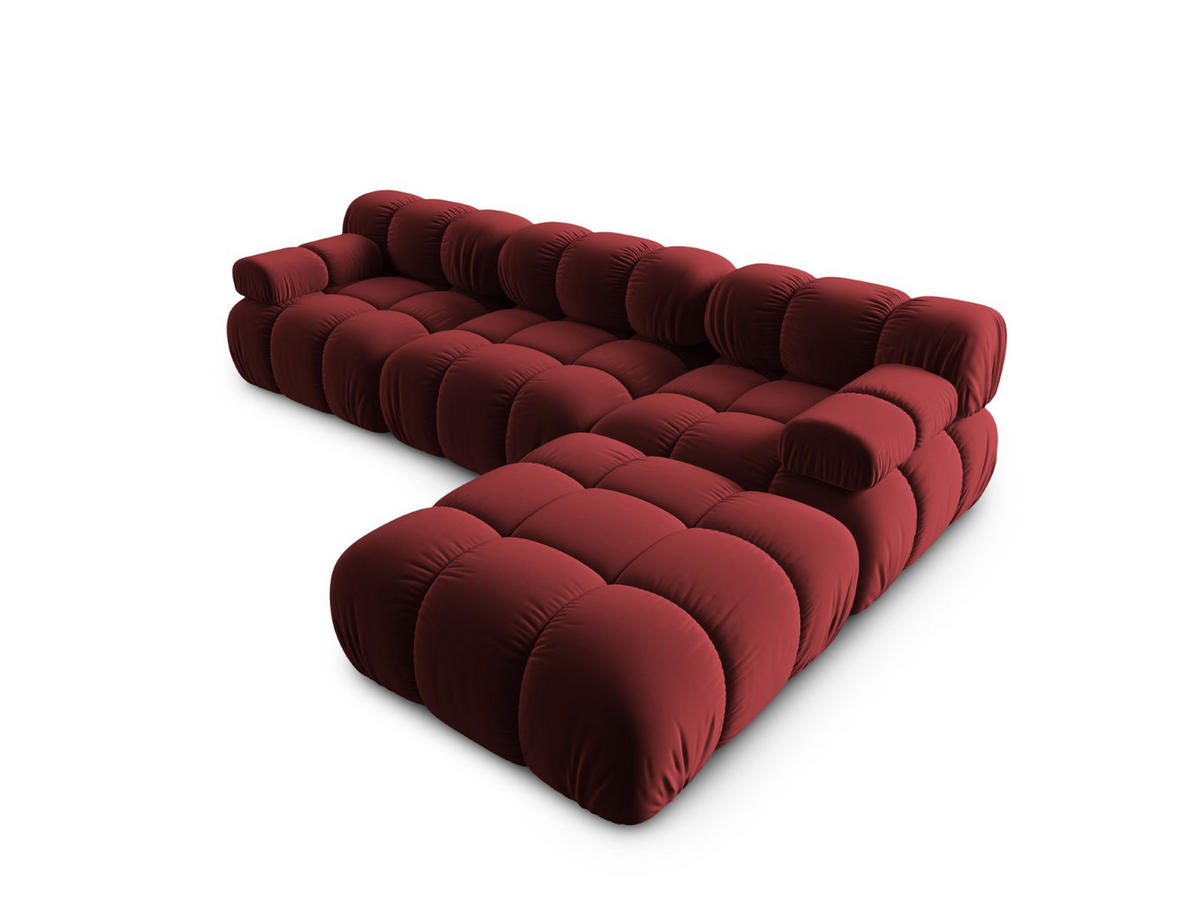MODULARES-SOFA Bellis aus Samt dunkelrot 4 Sitzplätze - Dunkelrot, Textil (188/63/282cm) - Micadoni
