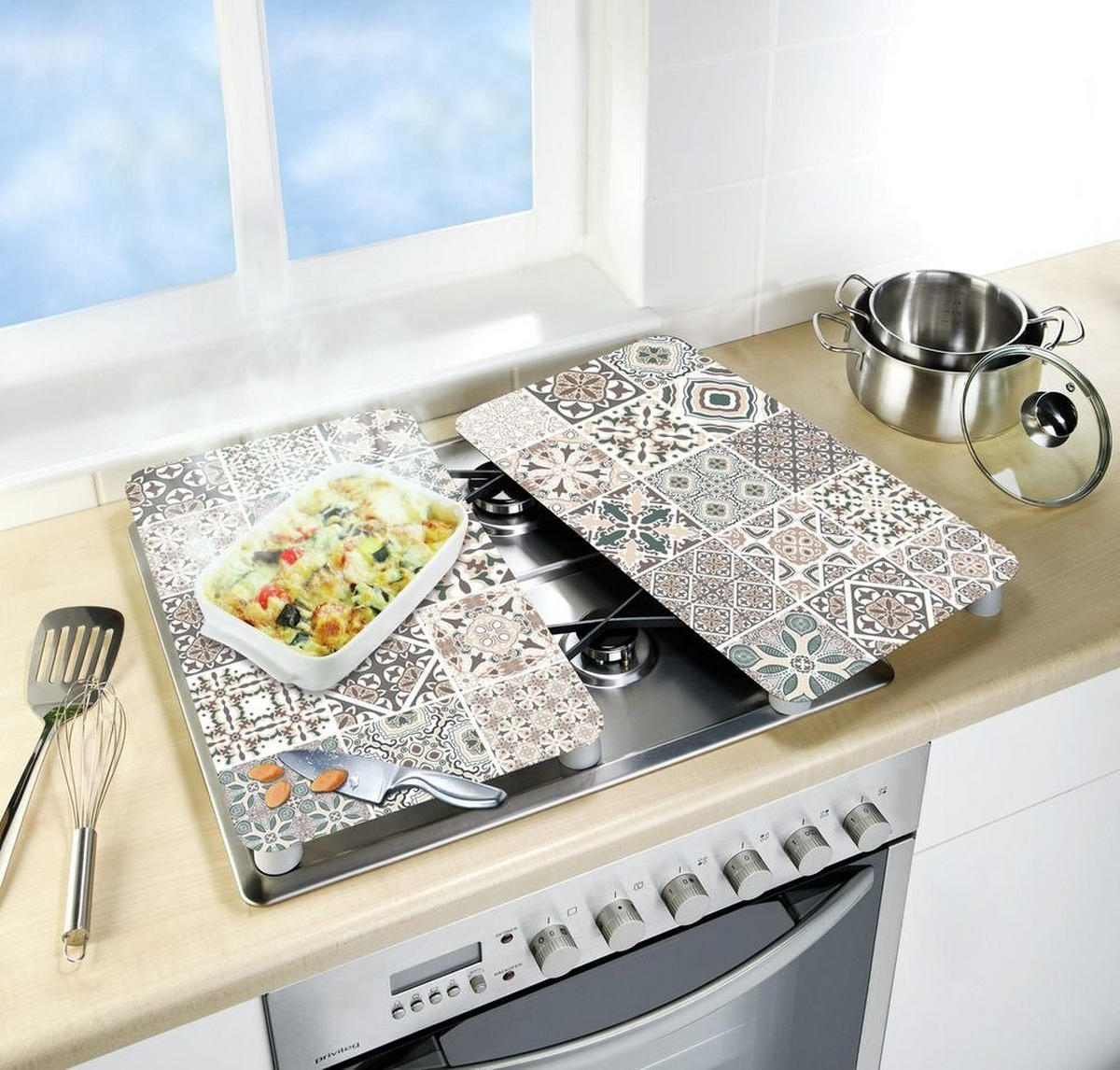 HERDABDECKPLATTEN aus Glas mit Mozaik - Multicolor, Glas (30/5.5/52cm) - Wenko