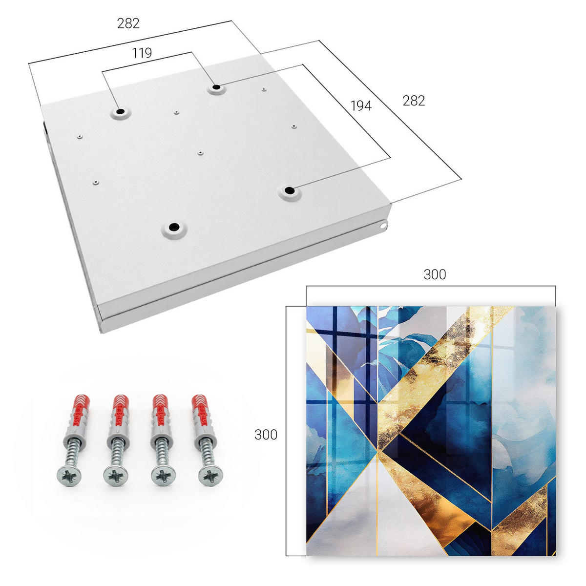 SCHLÜSSELBOX Weiß 30x30 cm – Türöffnung nach rechts - Blaue Eleganz - Blau, Metall (30/30/5cm) - TULUP