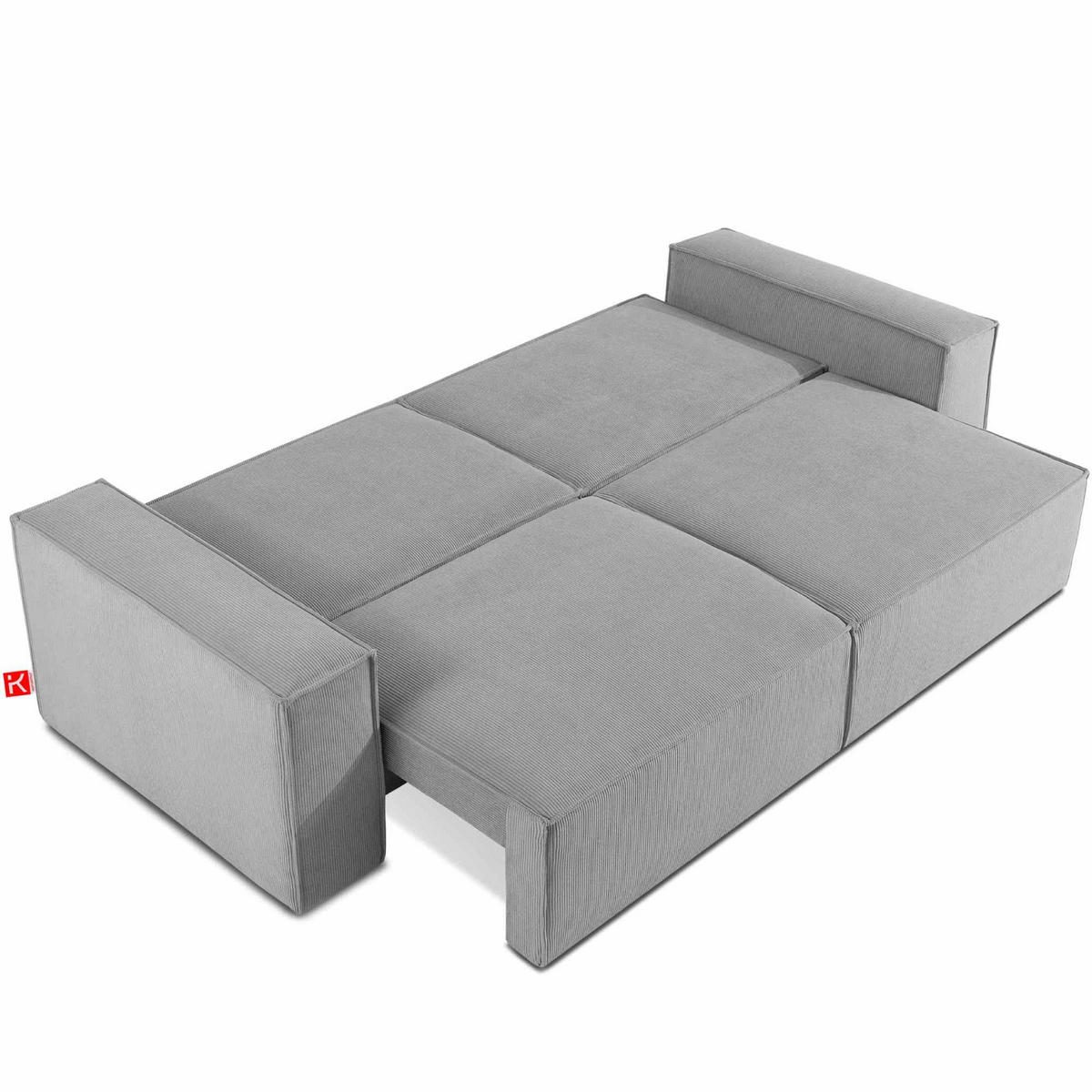 SCHLAFSOFA NAPI III 3-sitzer mit Kissen,Hellgrau - Hellgrau, Holz/Textil (244/89/101cm) - KONSIMO®