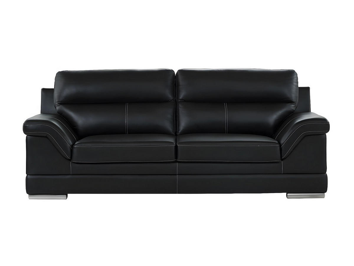 LEDERSOFA 3-Sitzer - Büffelleder - Schwarz - MONIKA - Schwarz, Leder (235/100/103cm) - Vente-Unique