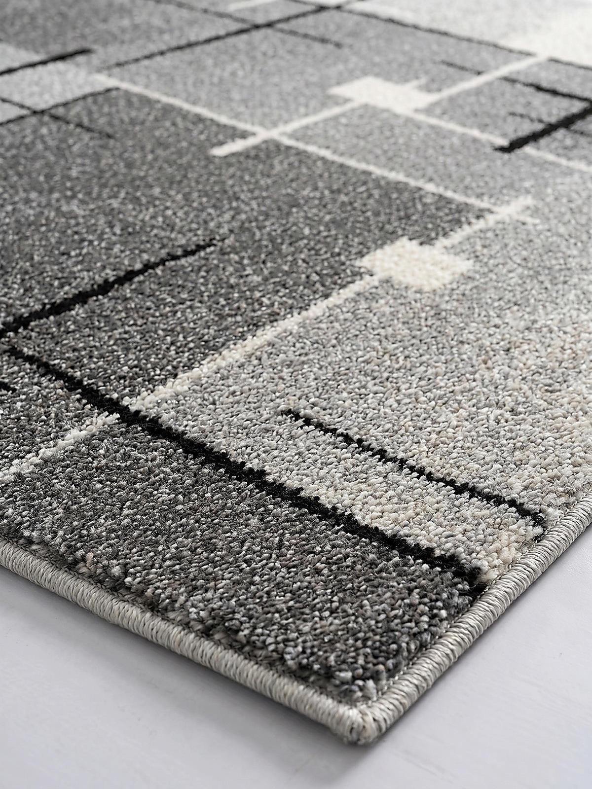 TEPPICH Niederflor Patchwork THUR Polypropylen Grau 80 x 140 cm - Grau, Textil (200/280cm) - KADIMA DESIGN