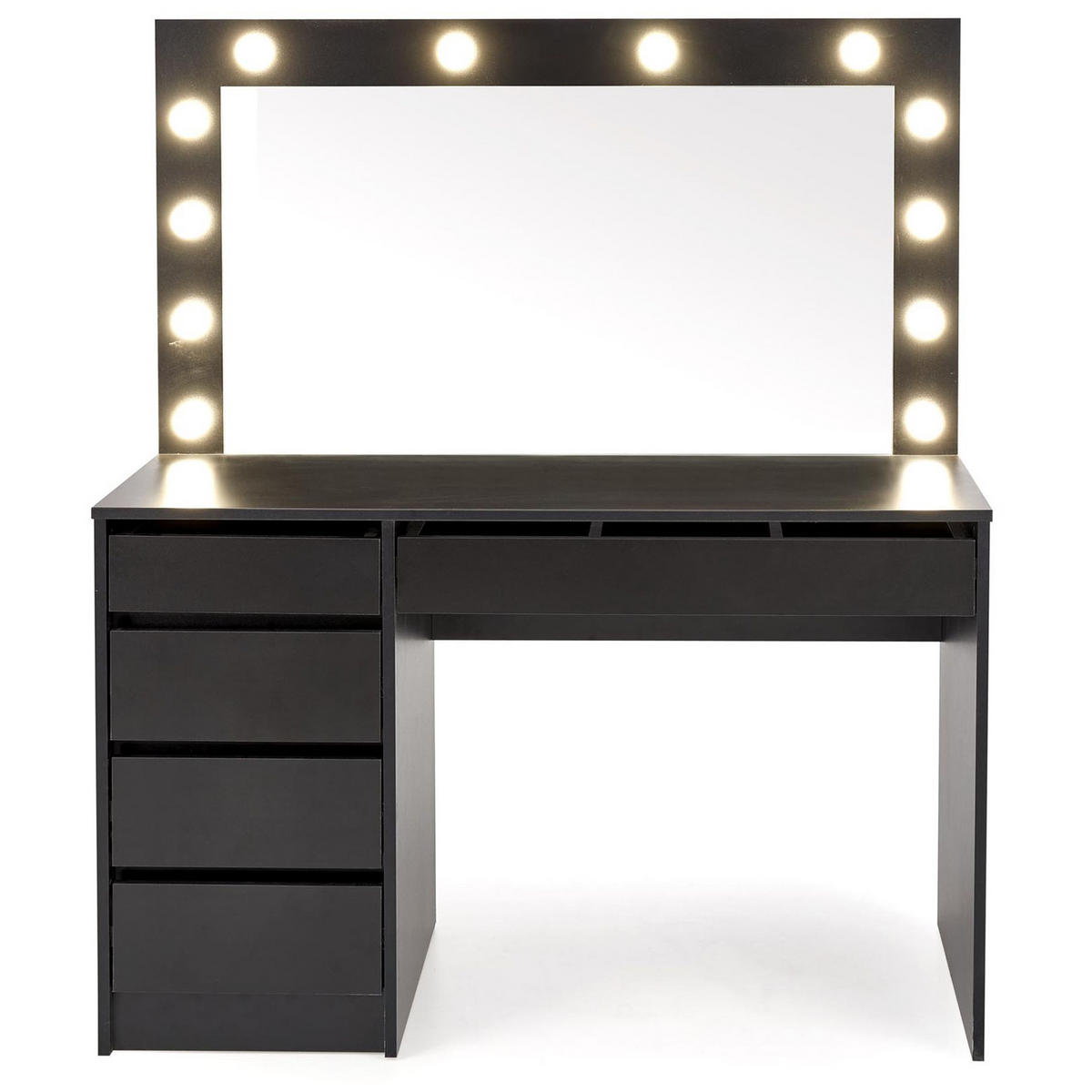 SCHMINKTISCH FABIOSO Groß Schwarz - Schwarz, Glas/Holz (140/120/55cm) - KONSIMO®