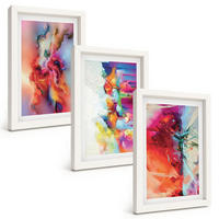 BILDER SET 3er Set - 20x30 cm Weißer Rahmen - Farbenfrohe Abstraktionen der Form - Weiß, Kunststoff (20/30cm) - TULUP