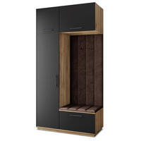 GARDEROBENSCHRANK REMA 120/240/60 cm Modern Garderobe-Set Eiche Wotan - Eiche Wotan/Schwarz, Holzwerkstoff (120/240/60cm) - MASSENO
