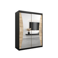 SCHWEBETÜRENSCHRANK 200/150/62 2-türig - Silberfarben/Schwarz, Holz/Kunststoff (150/200/62cm) - Abiks Möbel