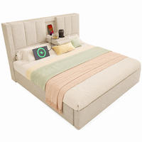 POLSTERBETT 140/200 mit Bettkasten, USB und Becherhalter in Beige - Beige, Holzwerkstoff/Textil (140/200cm) - EVRYAE