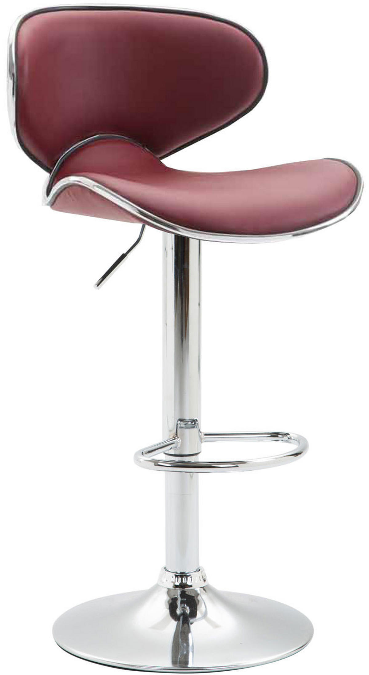 BARHOCKER Famir Kunstleder Bordeauxrot Silber - Weinrot, Leder (46/88/49cm) - DELUKE