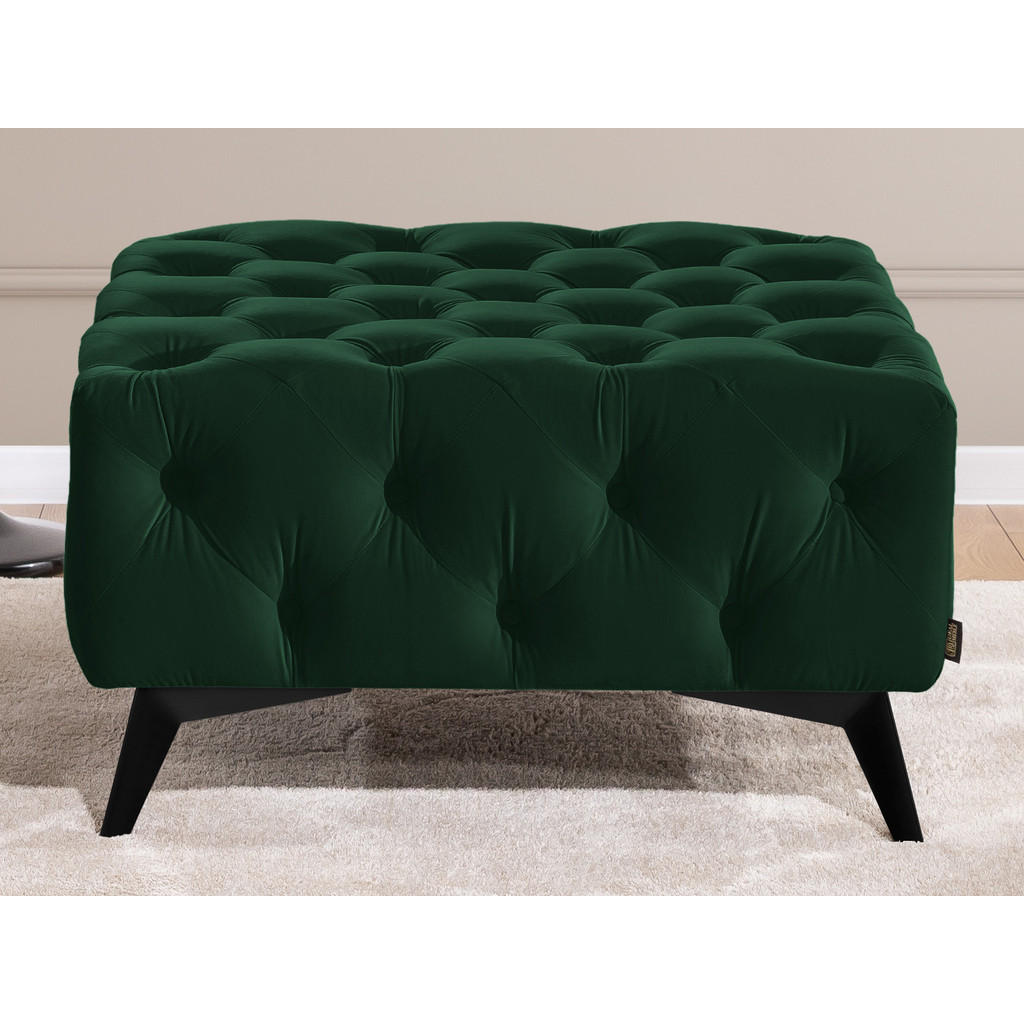 Thumbnail - S-Style Möbel Hocker, Dunkelgrün, Textil, Echtholz,Birke, Buche, 1-Sitzer, Füllung: Polyetherschaumkern, 80x45x80 cm, Bl...