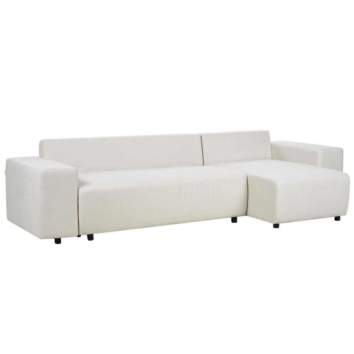 3-SITZER-ECKSOFA hellbeige rechtsseitig mit Schlaffunktion Stauraum Luspa - Beige/Schwarz, Textil (294/130cm) - Beliani