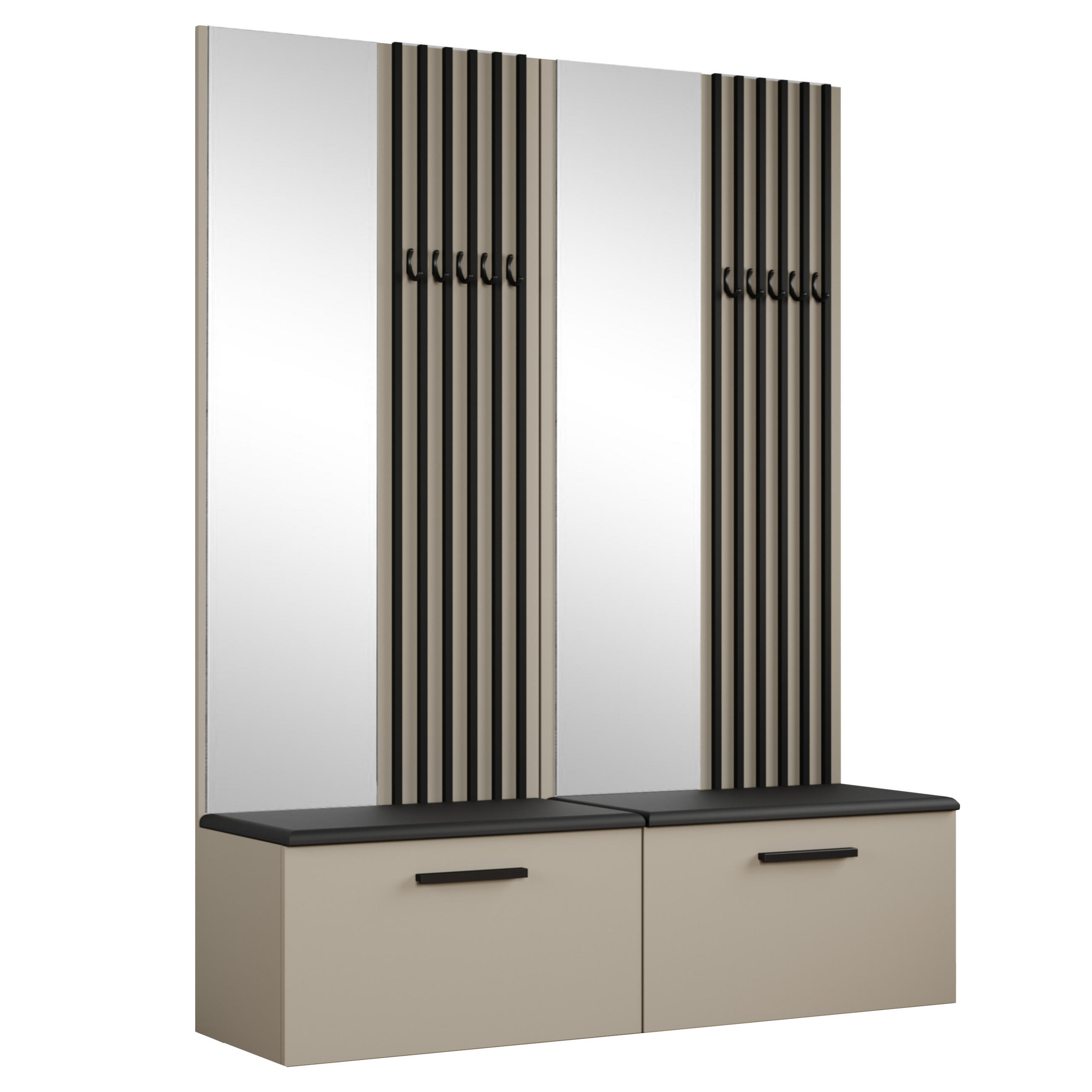 GARDEROBENSCHRANK MODULO 161,2/204/40 cm Modern Garderobe-Set Kaschmir - Kaschmir/Schwarz, Holzwerkstoff (161.2/204/40cm) - MASSENO