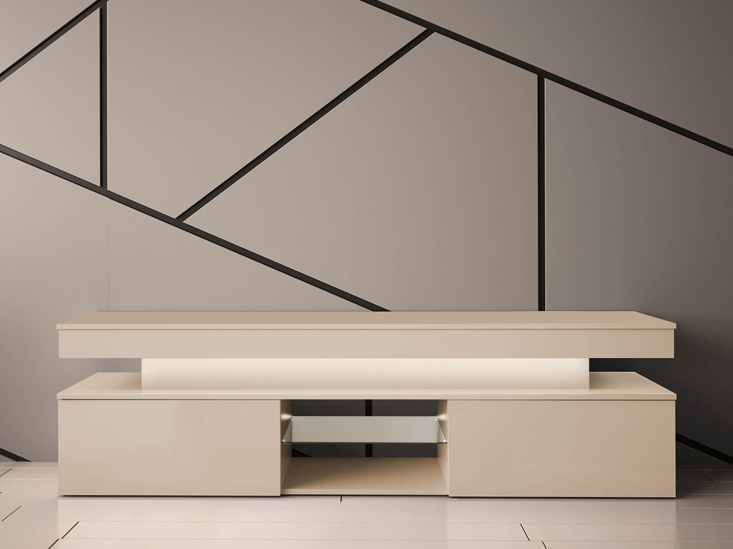 TV-LOWBOARD Glossa Bis 2D 190 - Sandfarben, Holzwerkstoff/Kunststoff (190/54/39cm) - MIRJAN24