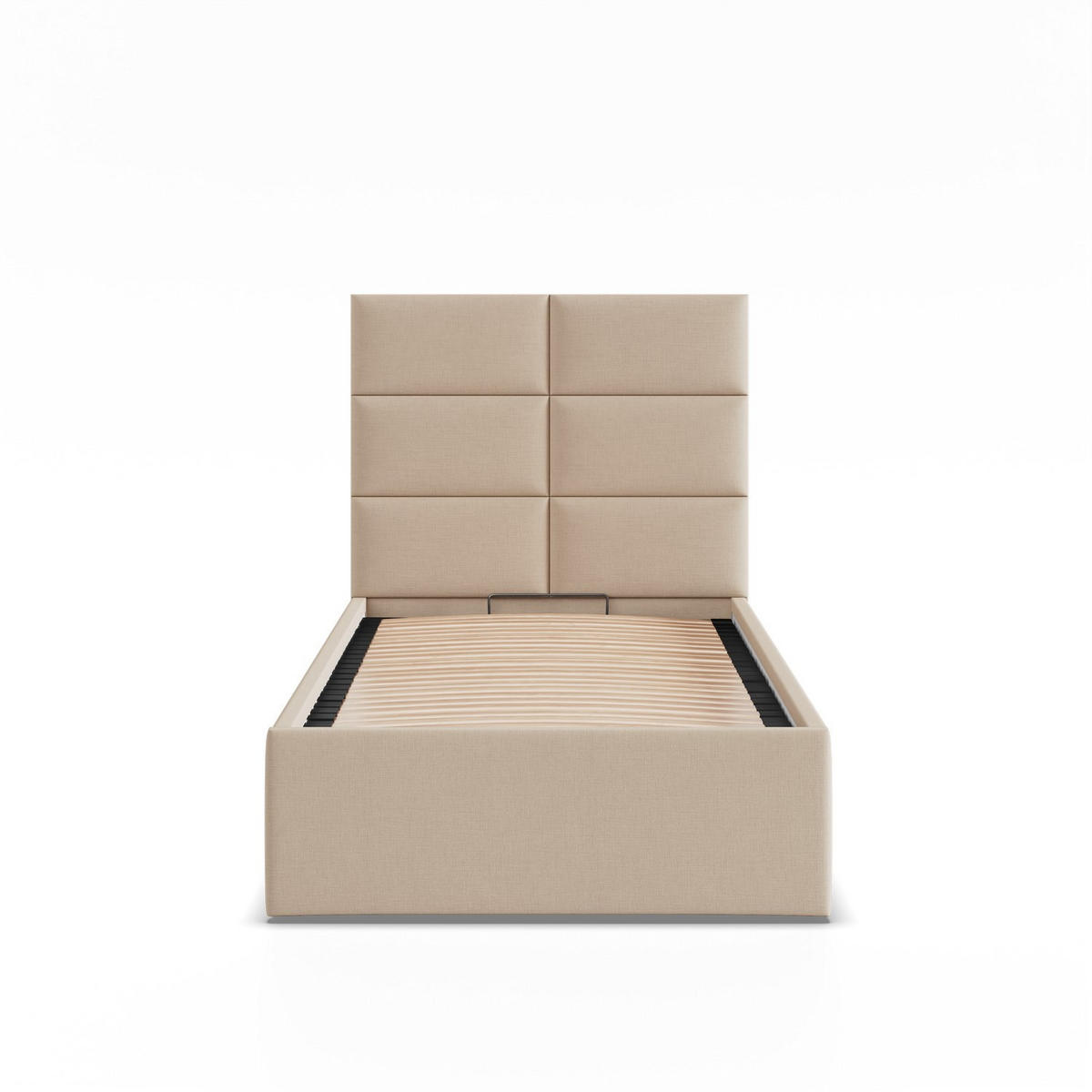 POLSTERBETT MIT KOPFTEIL 90x200 mit Bettkasten YORK, Beige - Beige, Textil (90/200cm) - Mebligo