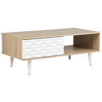 COUCHTISCH heller Holzfarbton/weiß rechteckig 60/120 cm Swansea - Hellbraun/Weiß, Holzwerkstoff (60/120/46cm) - Beliani