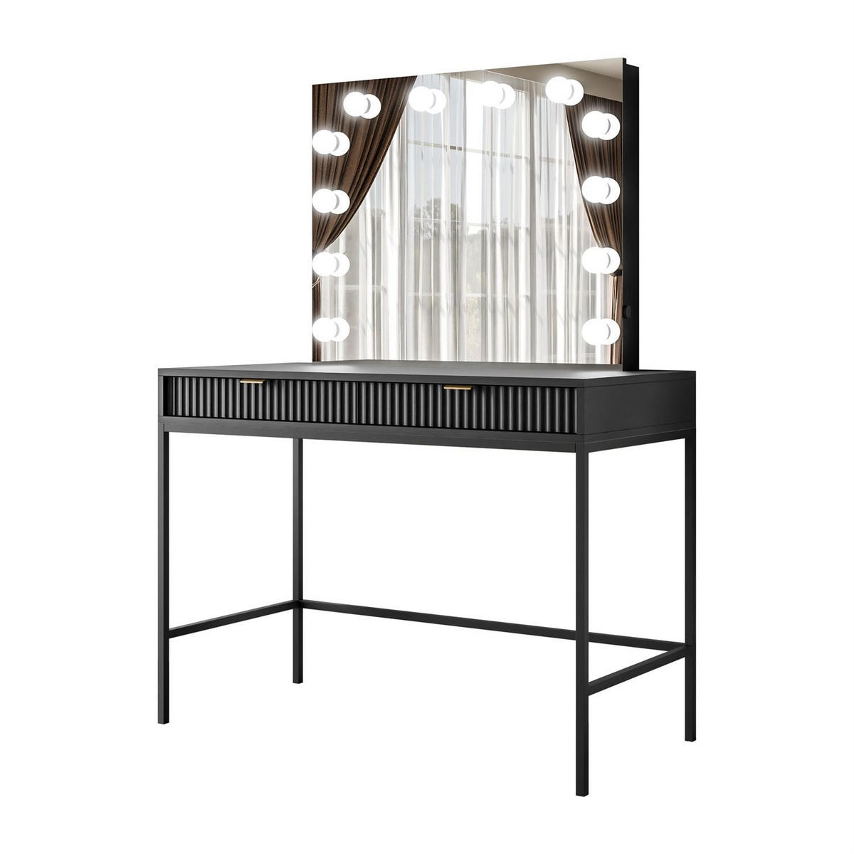 SCHMINKTISCH MIT SPIEGEL CORTADO ELITE SCHWARZ - Schwarz, Holzwerkstoff (104/78/50cm) - Lookway