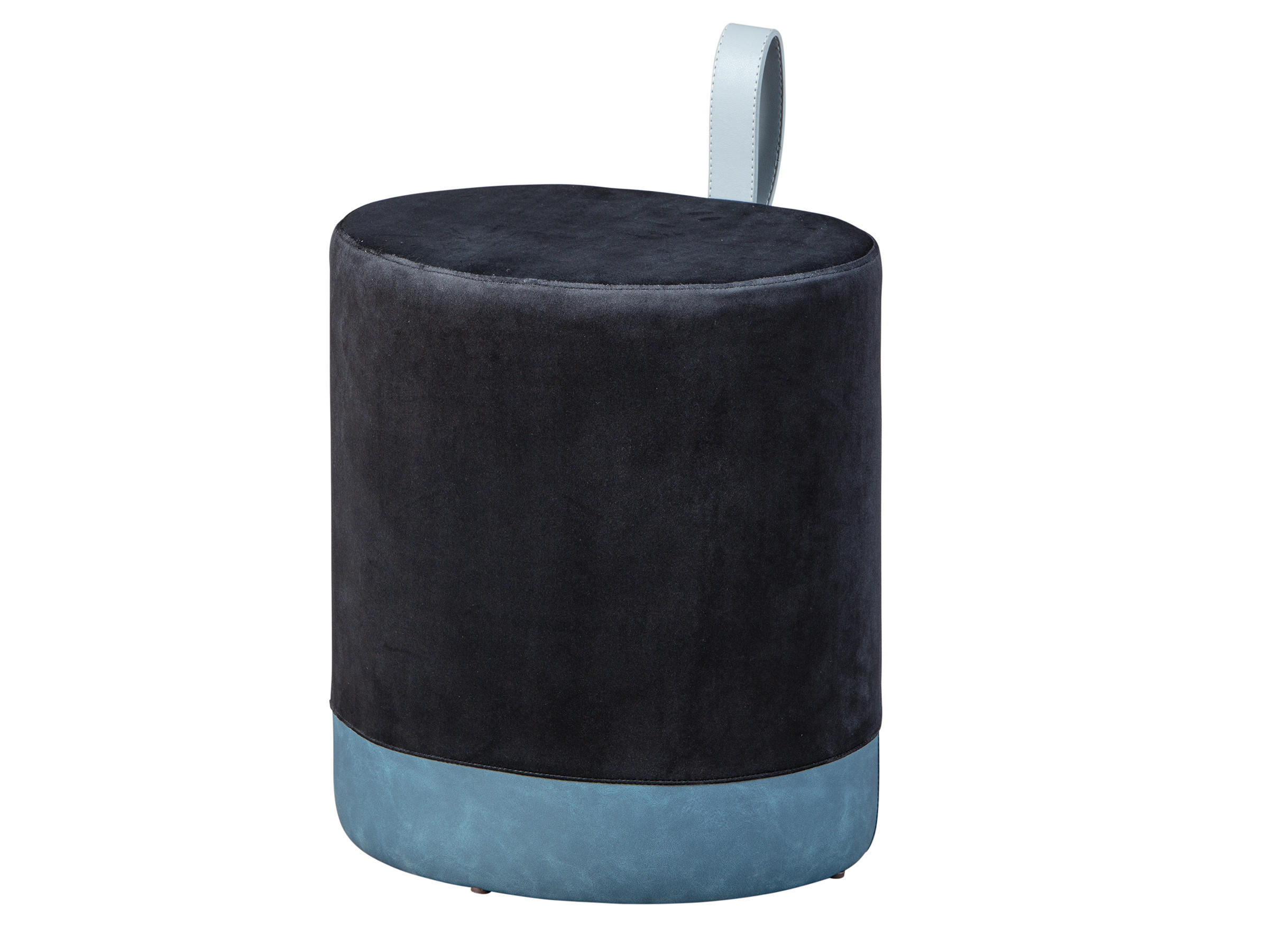 POUF schwarz und blau - Schwarz, Holzwerkstoff (38/43/32cm) - ebuy24