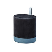 POUF schwarz und blau - Schwarz, Holzwerkstoff (38/43/32cm) - ebuy24
