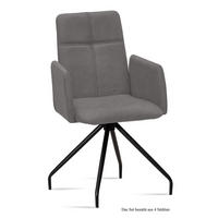 ARMLEHNSTUHL (4er-Set) Devaki 52x92x60 Schwarz/Grau - Schwarz/Grau, Kunststoff (60/92/52cm) - 58aufmkessel