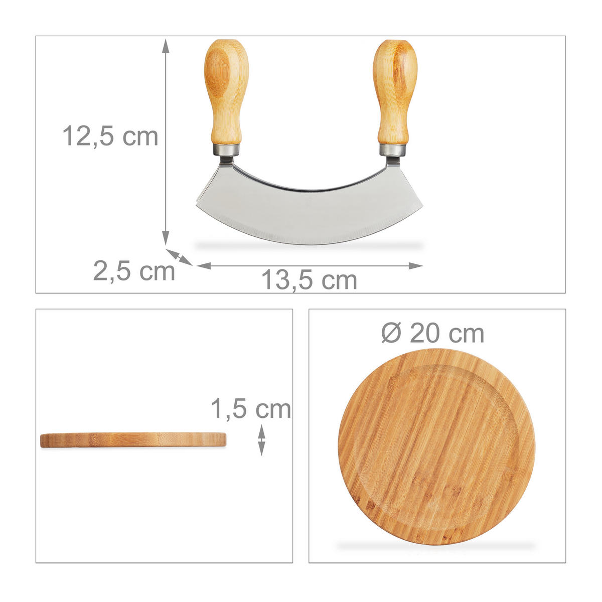 WIEGEMESSER - Hellbraun, Holz/Metall (20cm) - Relaxdays