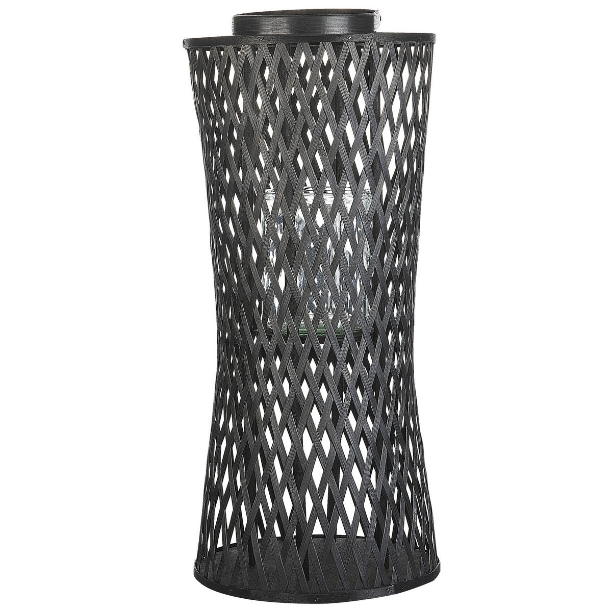 LATERNE Schwarz Mactan - Schwarz, Holz (26/58/14cm) - Beliani
