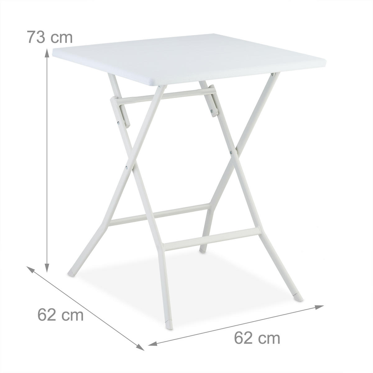 KLAPPTISCH - Weiß, Kunststoff/Metall (62/62/73cm) - Relaxdays