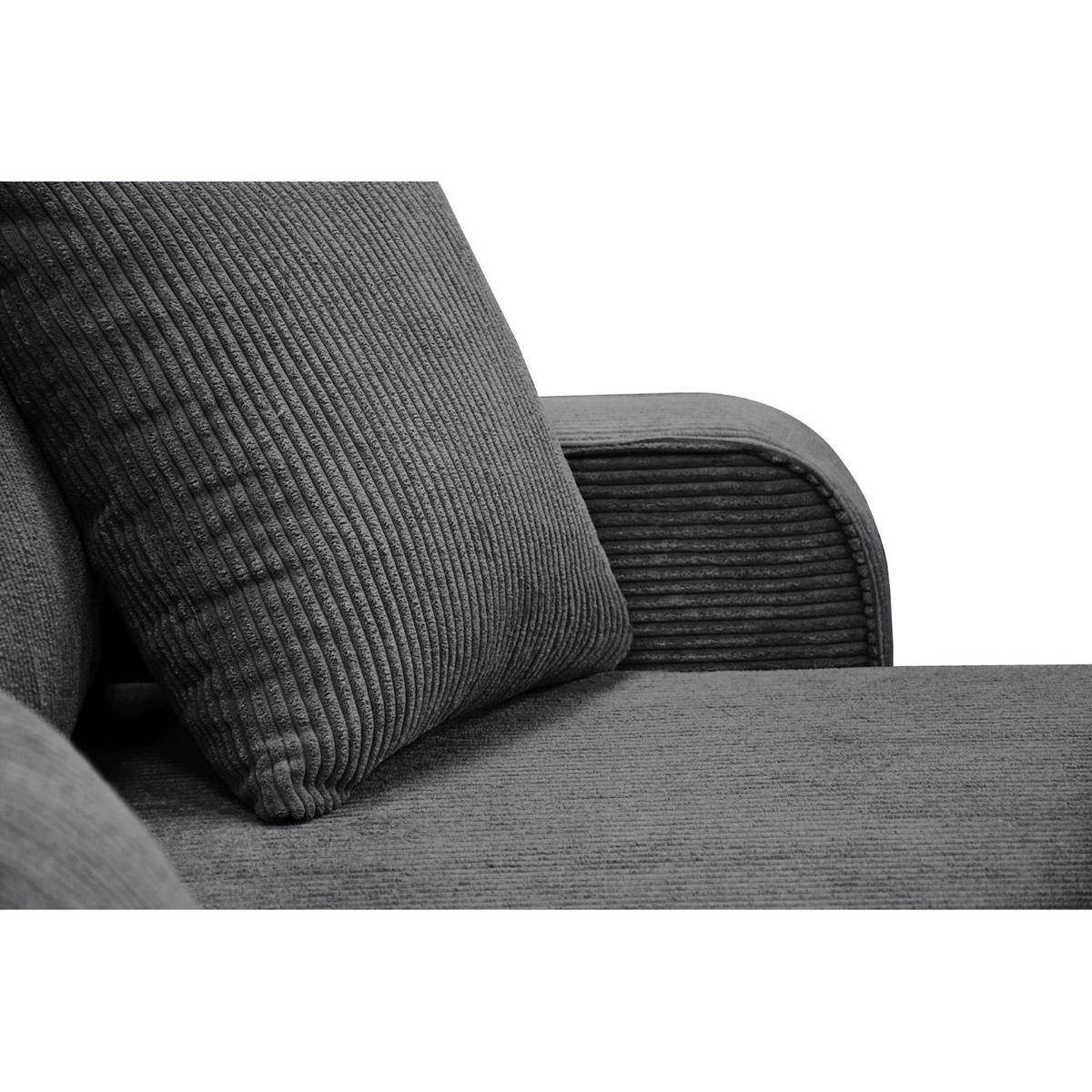 ECKSCHLAFSOFA Primo L grau - Schwarz/Grau, Textil (290/185cm) - Beautysofa
