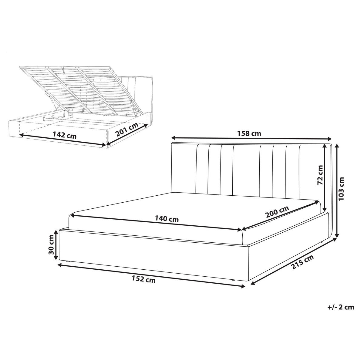 BETT mit Stauraum 140/200 cm Hellbeige Tarascon - Beige, Textil (140/200cm) - Beliani