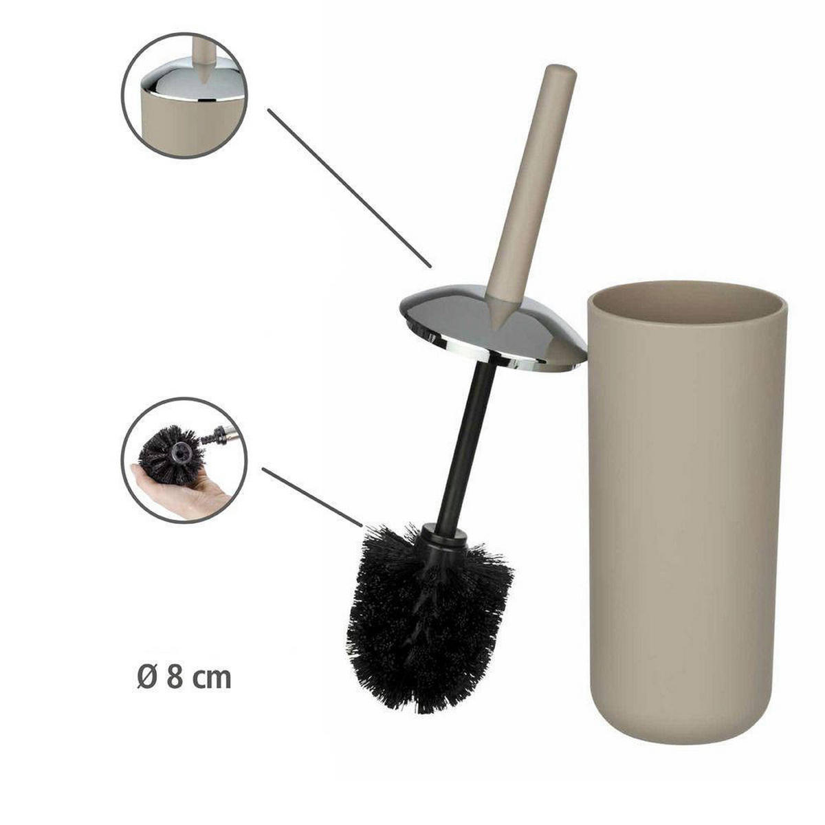 BÜRSTENBEHÄLTER beige + WC-Bürste Brasil 10/10/37 cm - Beige, Kunststoff (10/37/10cm) - Wenko