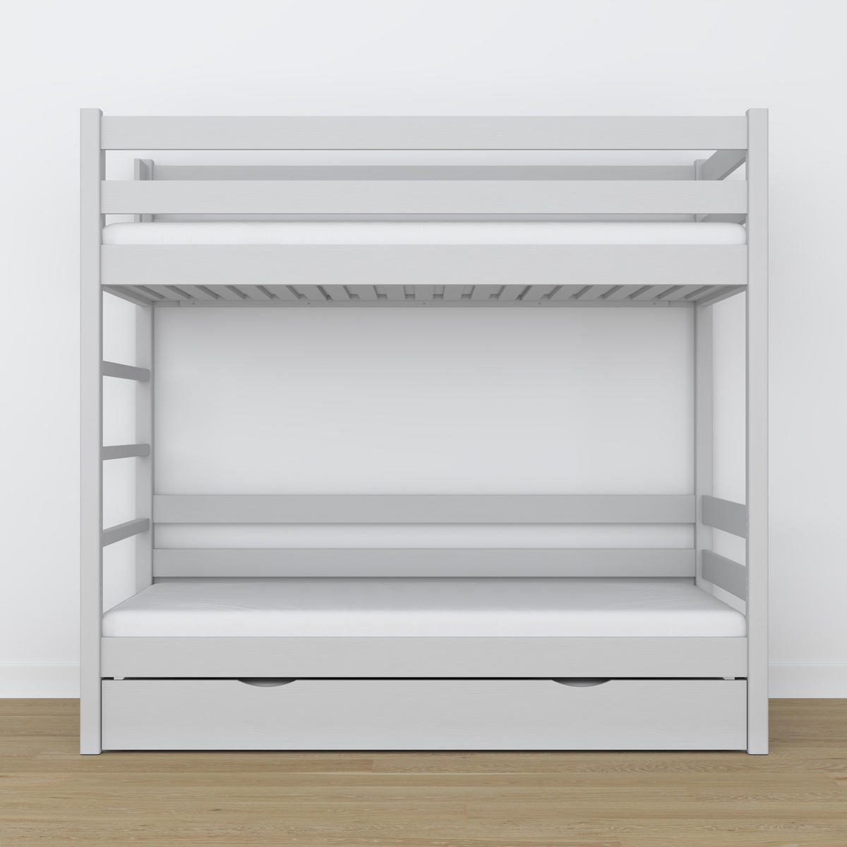 ETAGENBETT N03 mit Matratzenschublade Grau 100/190 - Grau, Naturmaterialien/Holz (100/190cm) - N-Wood