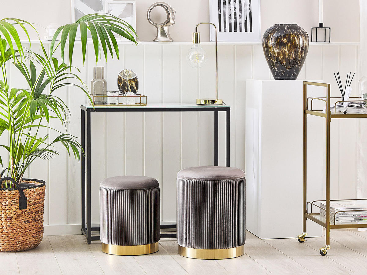 POUF Miramar 35-31/35-31/44-39 cm - Grau, Textil (35/39/35cm) - Beliani
