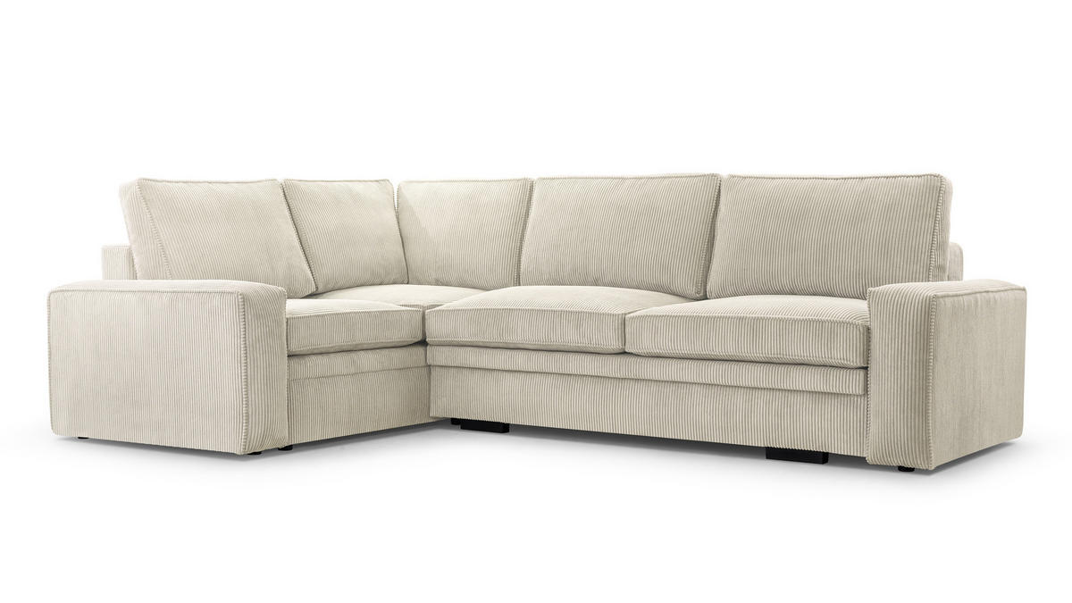 ECKSOFA L Form Treville Beige 296/196/94 cm – Links, mit Bettkasten und Schlaffunktion - Beige/Schwarz, Kunststoff/Textil (196/296cm) - AX Living