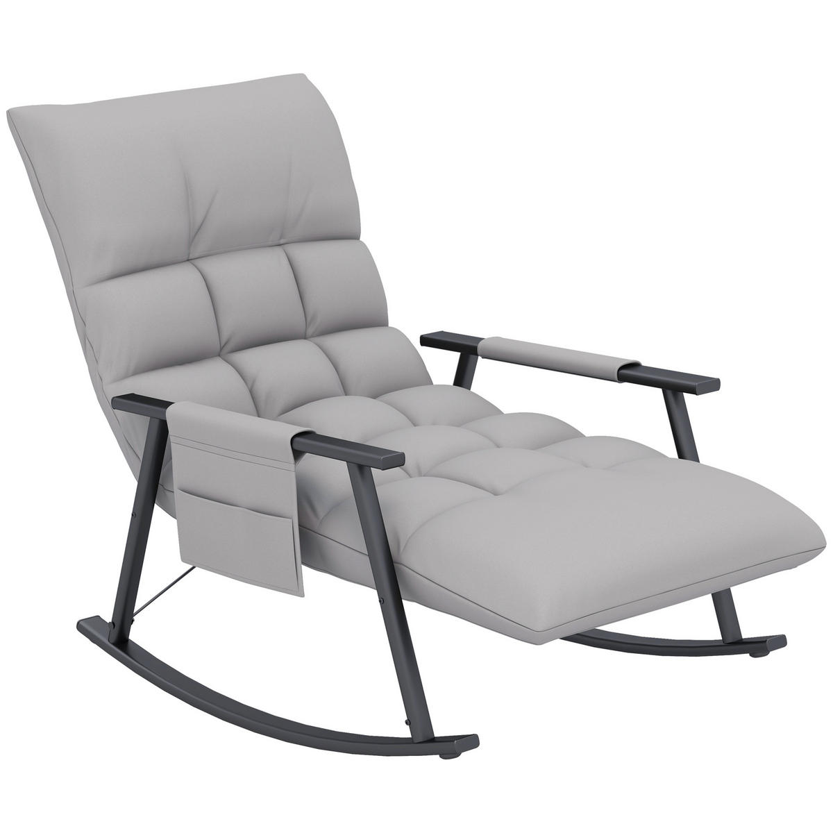 SCHAUKELSTUHL DE-07509 mit verstellbarer Rückenlehne & Fußstütze Grau - Grau, Metall (134/70/60cm) - ComfortXL