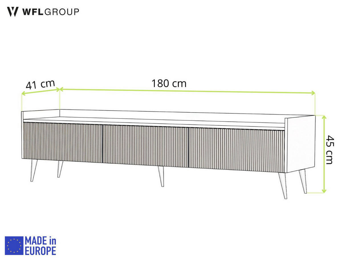 TV-LOWBOARD Arysa in Braun Walnuss Holzoptik 180/45/41 cm - Walnussfarben/Schwarz, Holzwerkstoff/Metall (180/45/41cm) - WFL GROUP