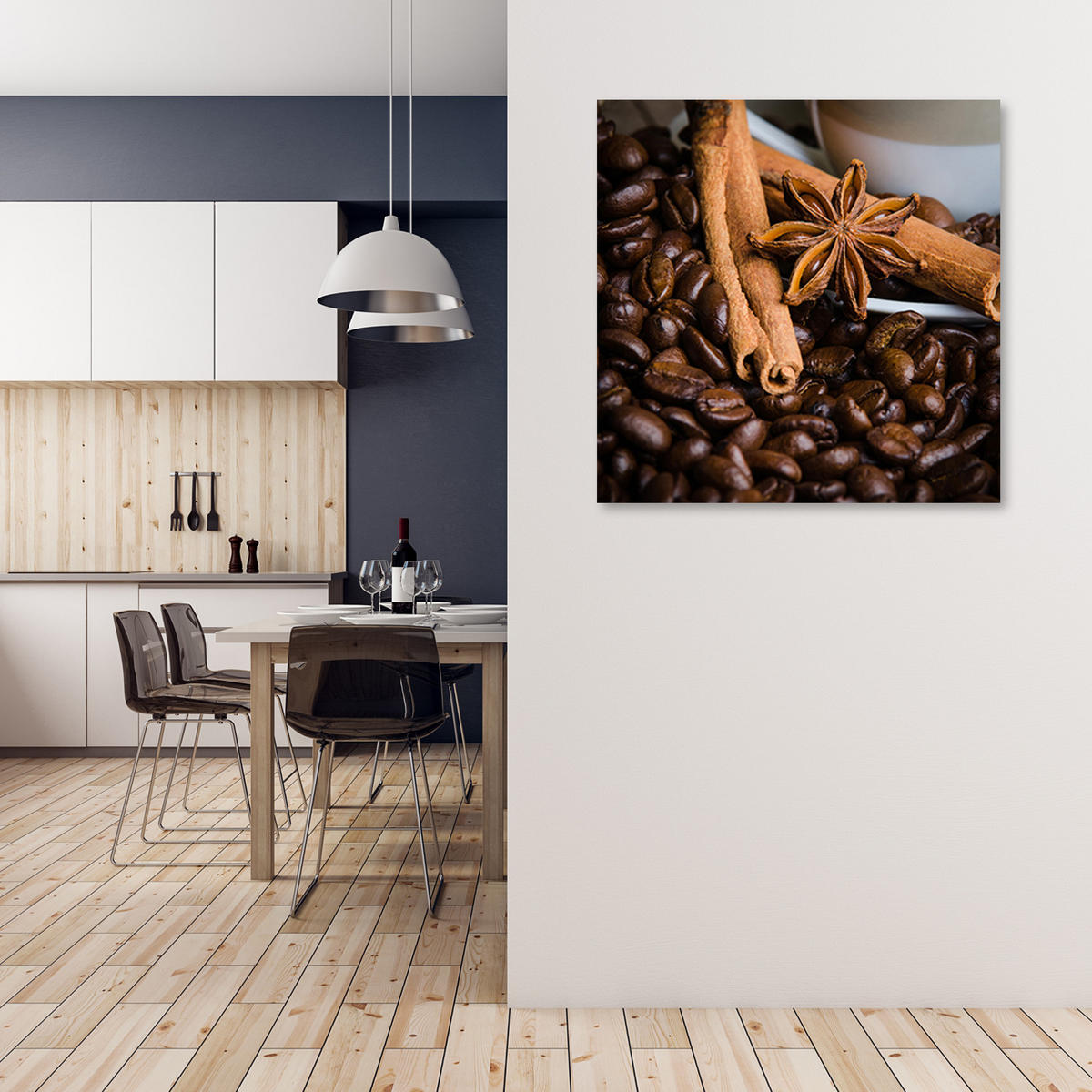 WANDBILD anya star und kaffee - Braun, Textil (50/50cm) - Feeby