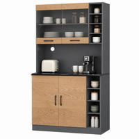 KÜCHENSCHRANK mit LED 100 x 47 x 187 cm Grau/Natur - Grau, Holzwerkstoff (47/187/100cm) - Meubliv