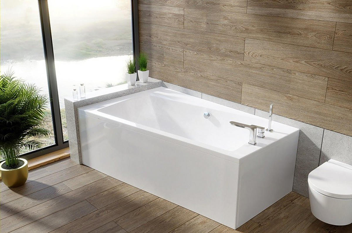 BADEWANNE Eckwanne INFINITY 150/90 Links mit Schürze Ablauf Füße - Weiß, Kunststoff (90/55.5/150cm) - bad land