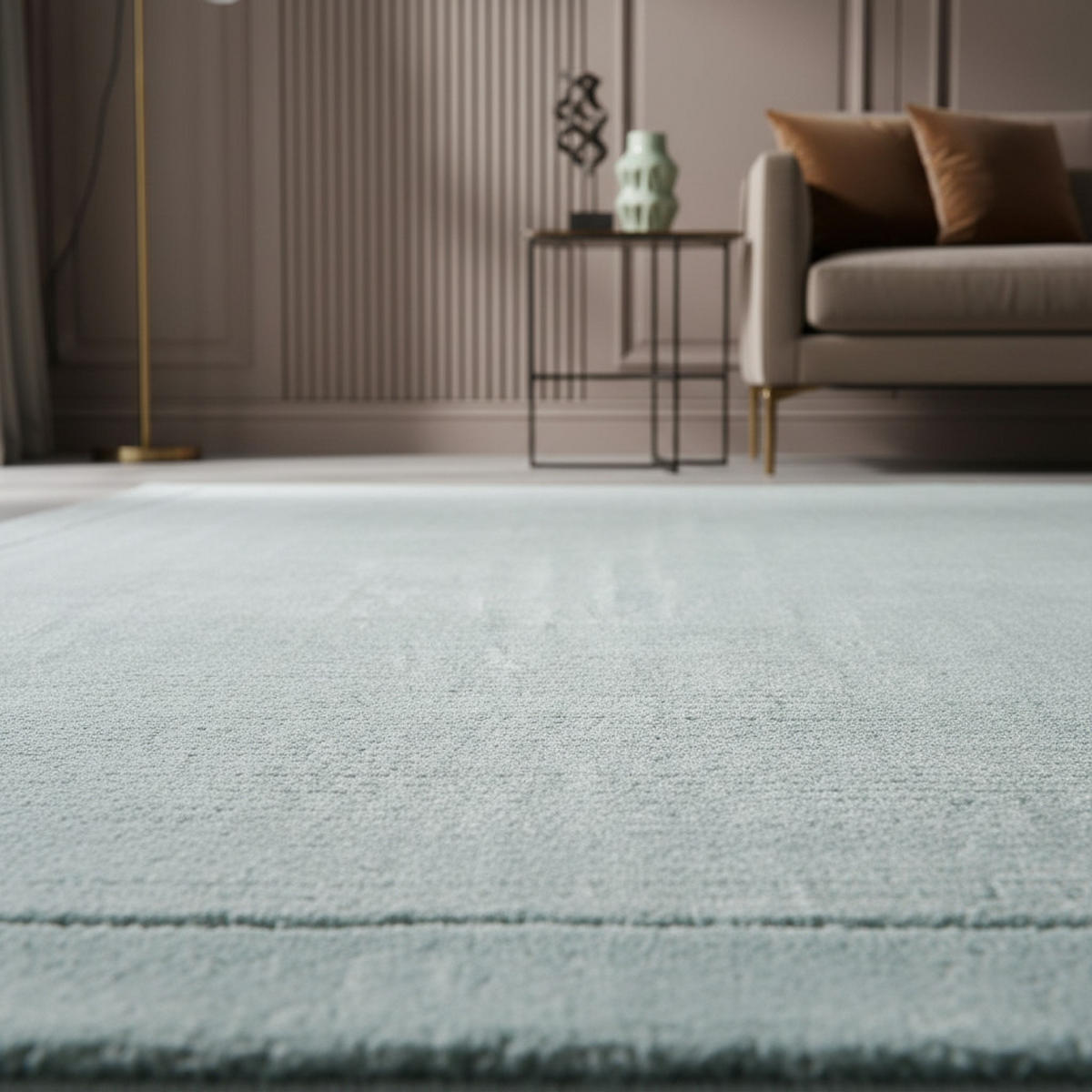 TEPPICH Schurwolle handgewebt mit Bordüre modern STOW, Hellblaugrün 160x230 cm - Blau, Textil (160/230cm) - KADIMA DESIGN