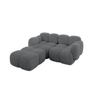 ECKSOFA modulares Sofa Links Miko-L1 214x205x75 Dunkelgrau Cord - Graphitfarben/Schwarz, Holzwerkstoff/Kunststoff (214/205cm) - ALTDECOR