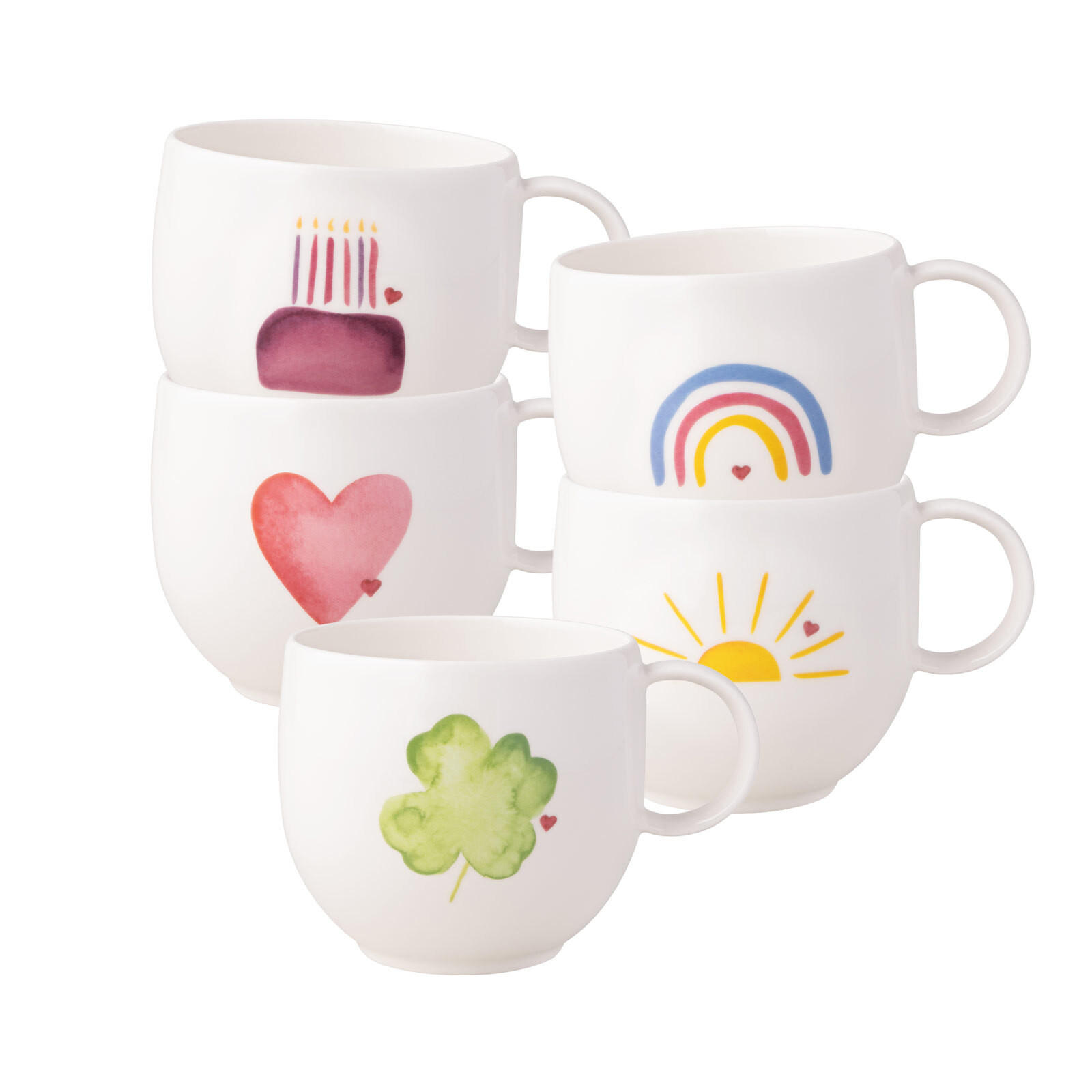 HENKELBECHER With Love weiß-gelb 290 ml 5er Set - Gelb/Weiß, Keramik (0.29L) - Villeroy & Boch