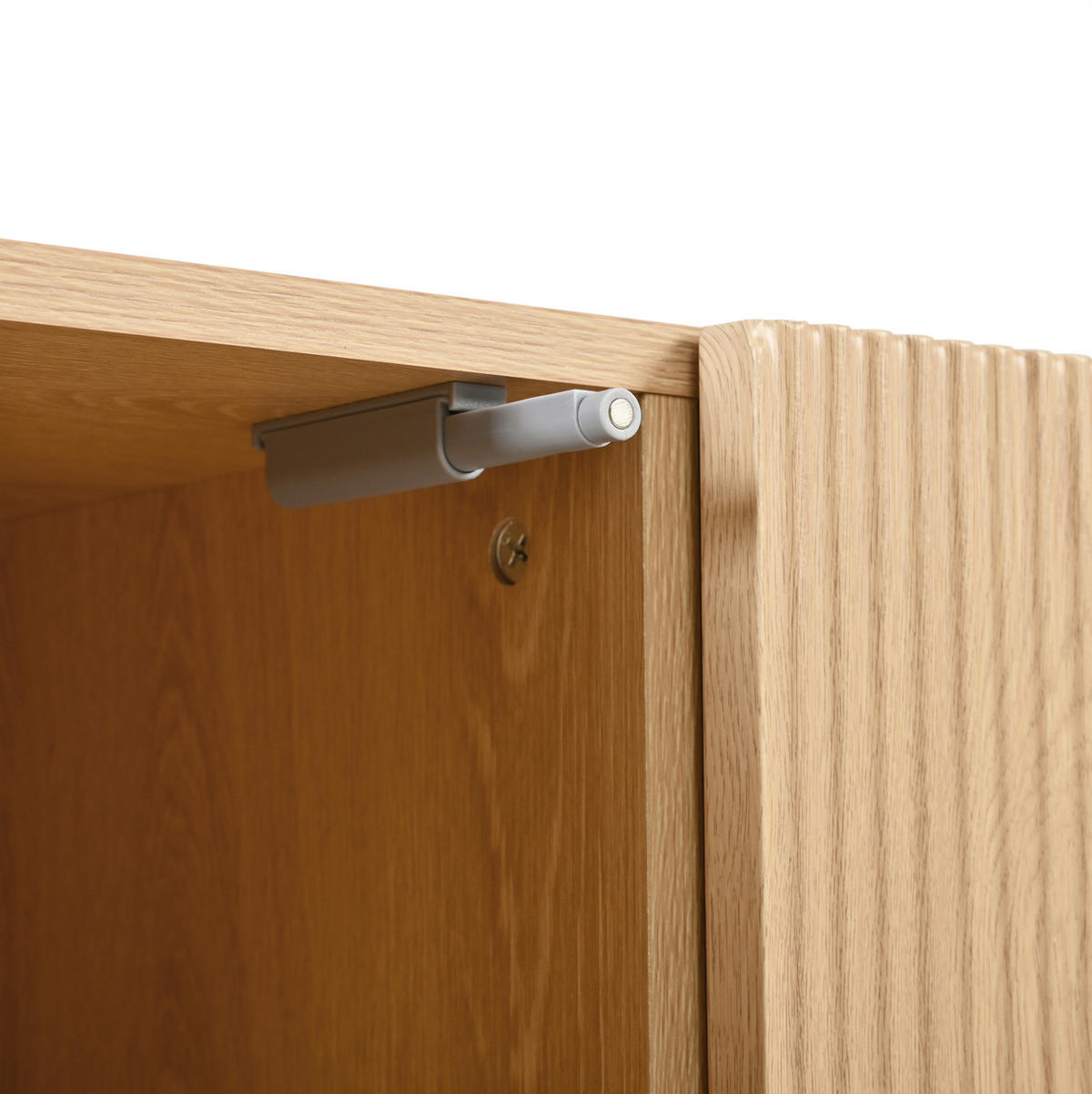 KOMODA od MDF-a 115,5x40x76 cm prirodna s dvokrilnim vratima, 3 ladice i geometrijskim frontama - prirodne boje, drvni materijal (115.5/76/40cm) - Modfu