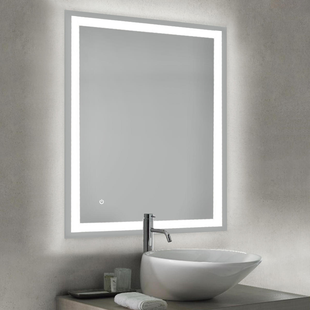 BADSPIEGEL mit LED-Front und dekorativer Beleuchtung (AC 230V 50Hz), 34 W - Multicolor, Glas (9.2/68/87.7cm) - EMUCA