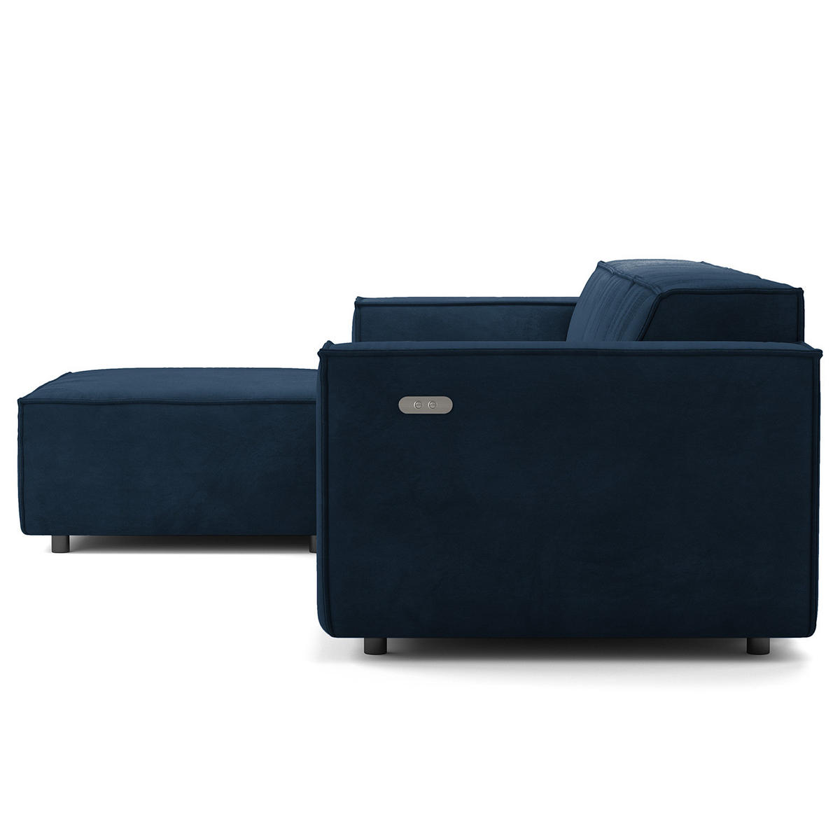 ECKSOFA mit Longchair - Schwarz/Dunkelblau, Kunststoff/Textil (260/177cm) - home24