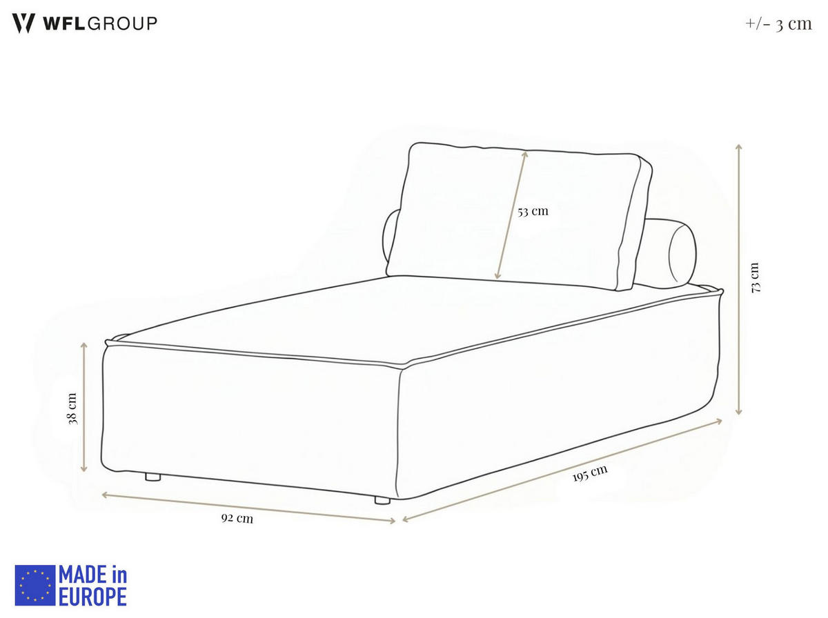 GARTENLIEGE Lorento Outdoor Polster-Relaxliege, Hellgrau Kunstleder 92/73/195 cm - Hellgrau, Textil (92/73/195cm) - WFL GROUP