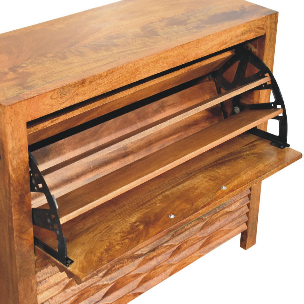 LAVICA s povrchovou úpravou Amber Oak, úložný priestor na topánky, svetlohnedá - svetlohnedá, kov/drevo (90/73/35cm) - Artisan Furniture