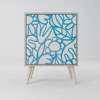 SIDEBOARD BLOOMY MORNING, Grau, 57,5x42x77,5 cm, Schräge Buchenholzfüße - Buchefarben/Multicolor, Holzwerkstoff/Buchenholz (57.5/77.5/42cm) - SpaceRebels