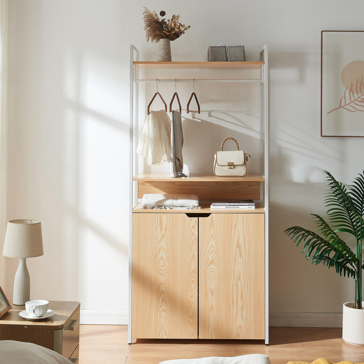 GARDEROBENSTÄNDER Larem - Eichefarben/Schwarz, Holzwerkstoff/Metall (84/180/40cm) - [en.casa]